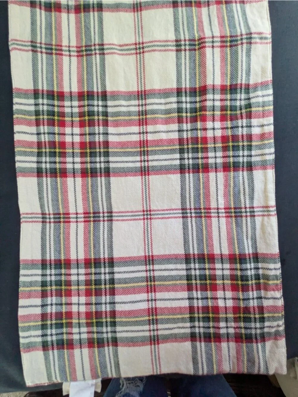 Bee & Willow Table Runner Dresser Scarf Reversible Red or Green Plaid 73x13